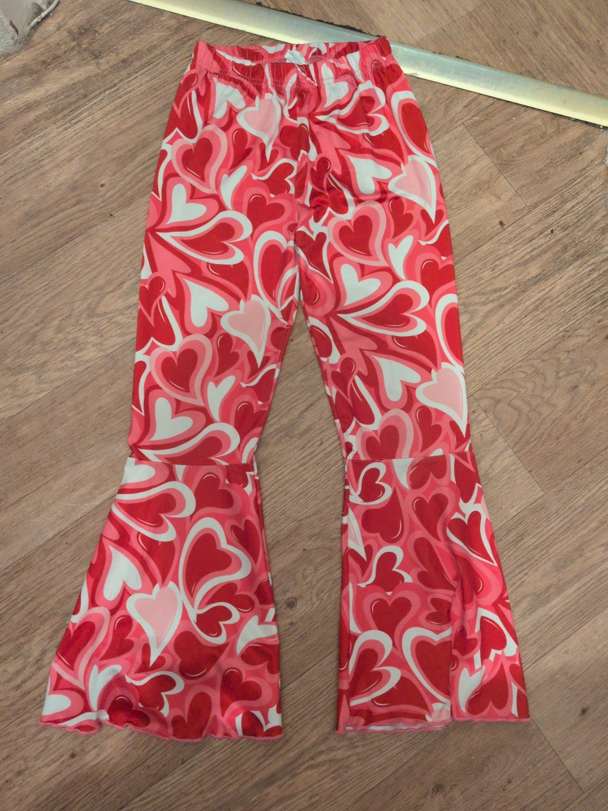 Girls Shein 10 Years Pink And Red Elasticated Trousers