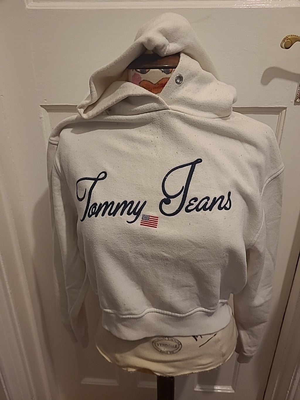 Mens Tommy Jeans Size XS White Pullover Hoodie(Bobbling)
