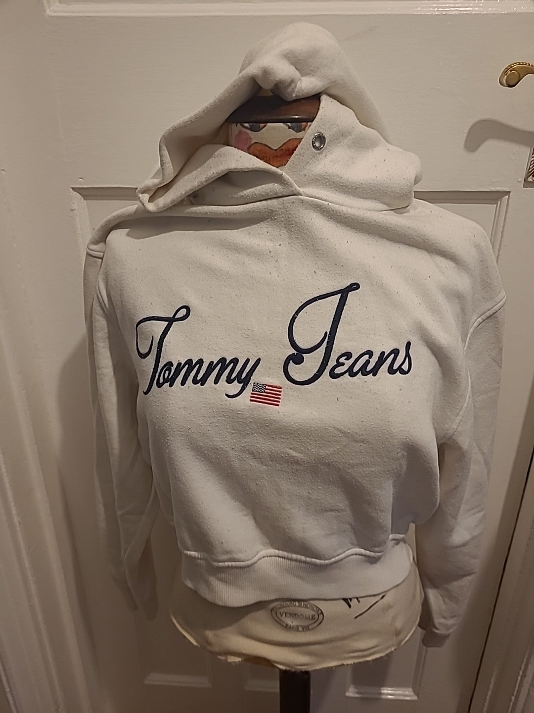 Mens Tommy Jeans Size XS White Pullover Hoodie(Bobbling)