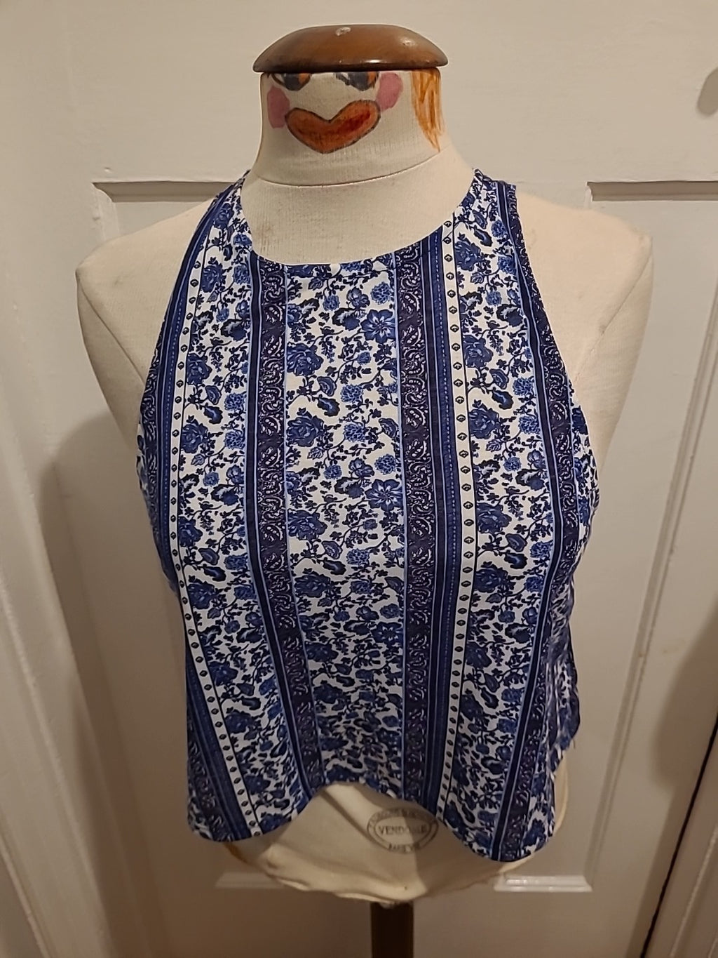 Ladies Size S Navy And White Sleeveless H&M