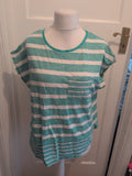 Ladies Tu SiE 18 Green Stripe Short Sleeve T-shirt