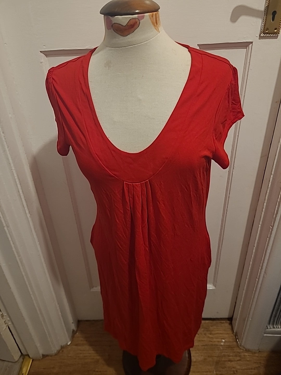 Ladies Marks And Spencer Size 12 Cherry Red Sleeveless Dress