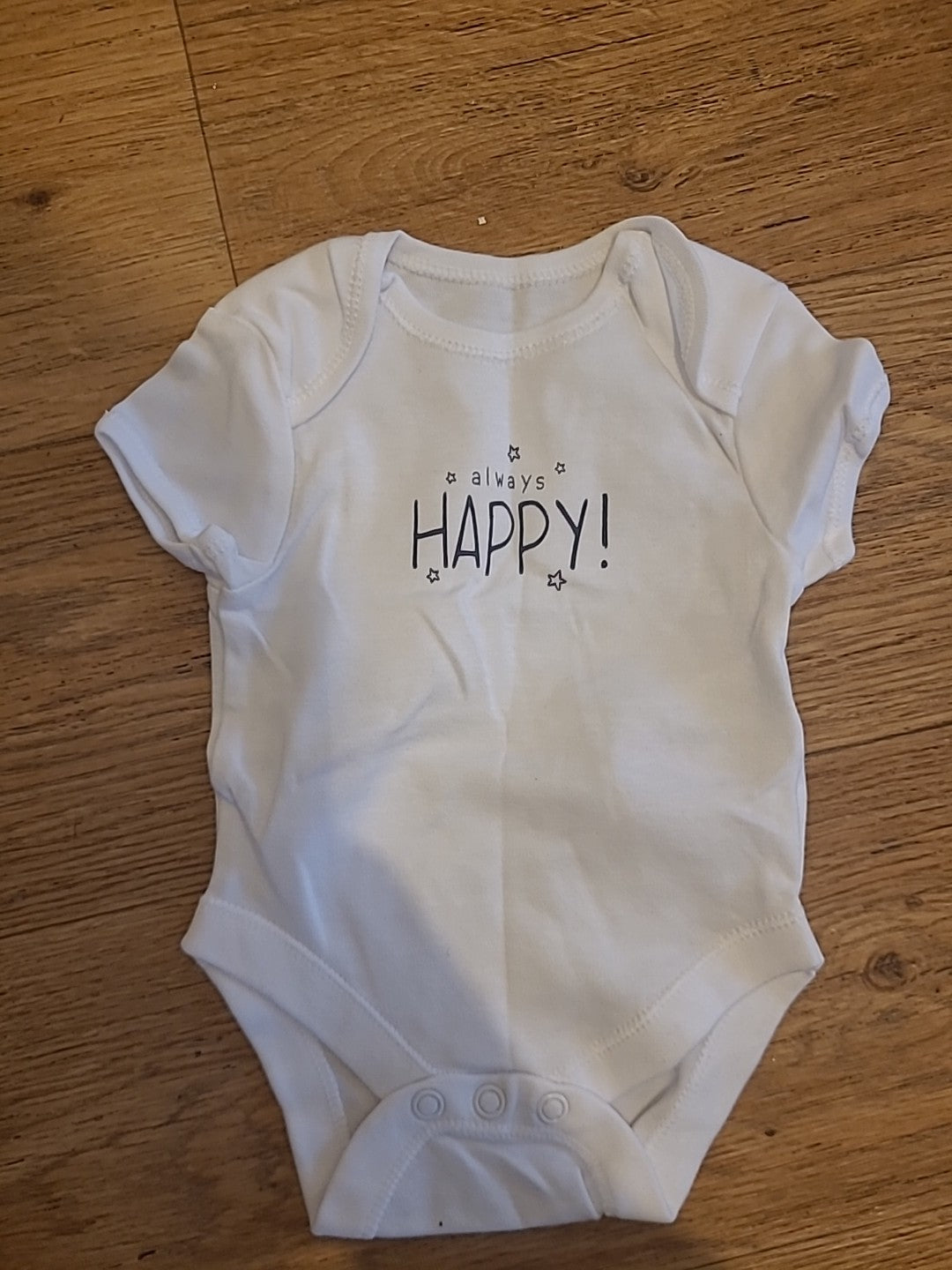Primark 0-1 Months White"Happy" Babygrow