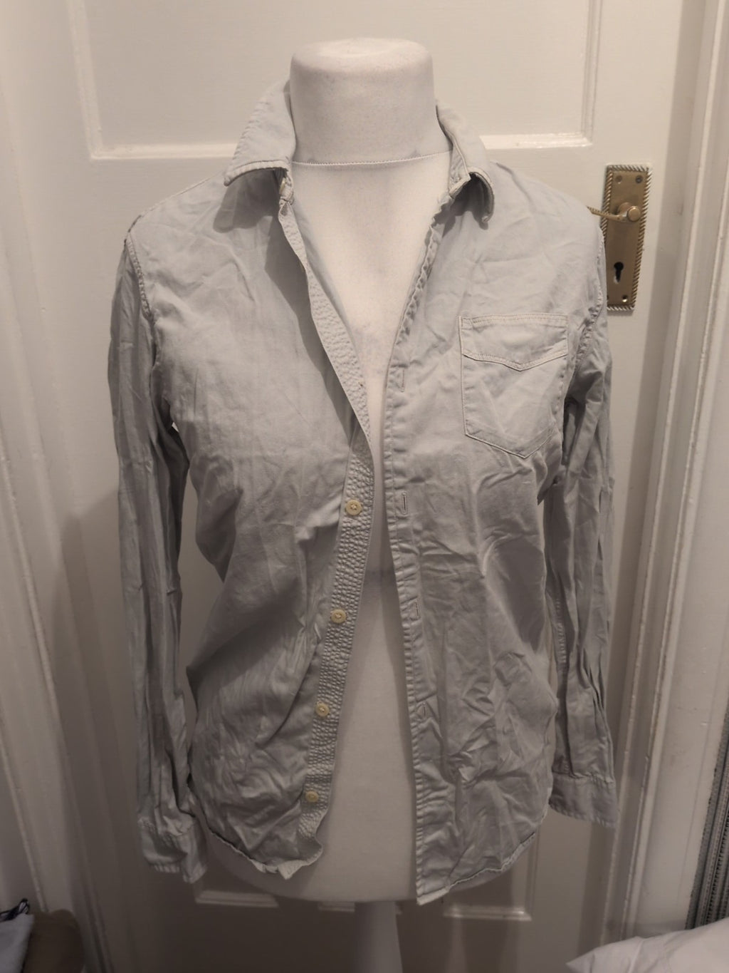 Mens All Saints Size XS Bluey Grey Long Sleeved Shirt