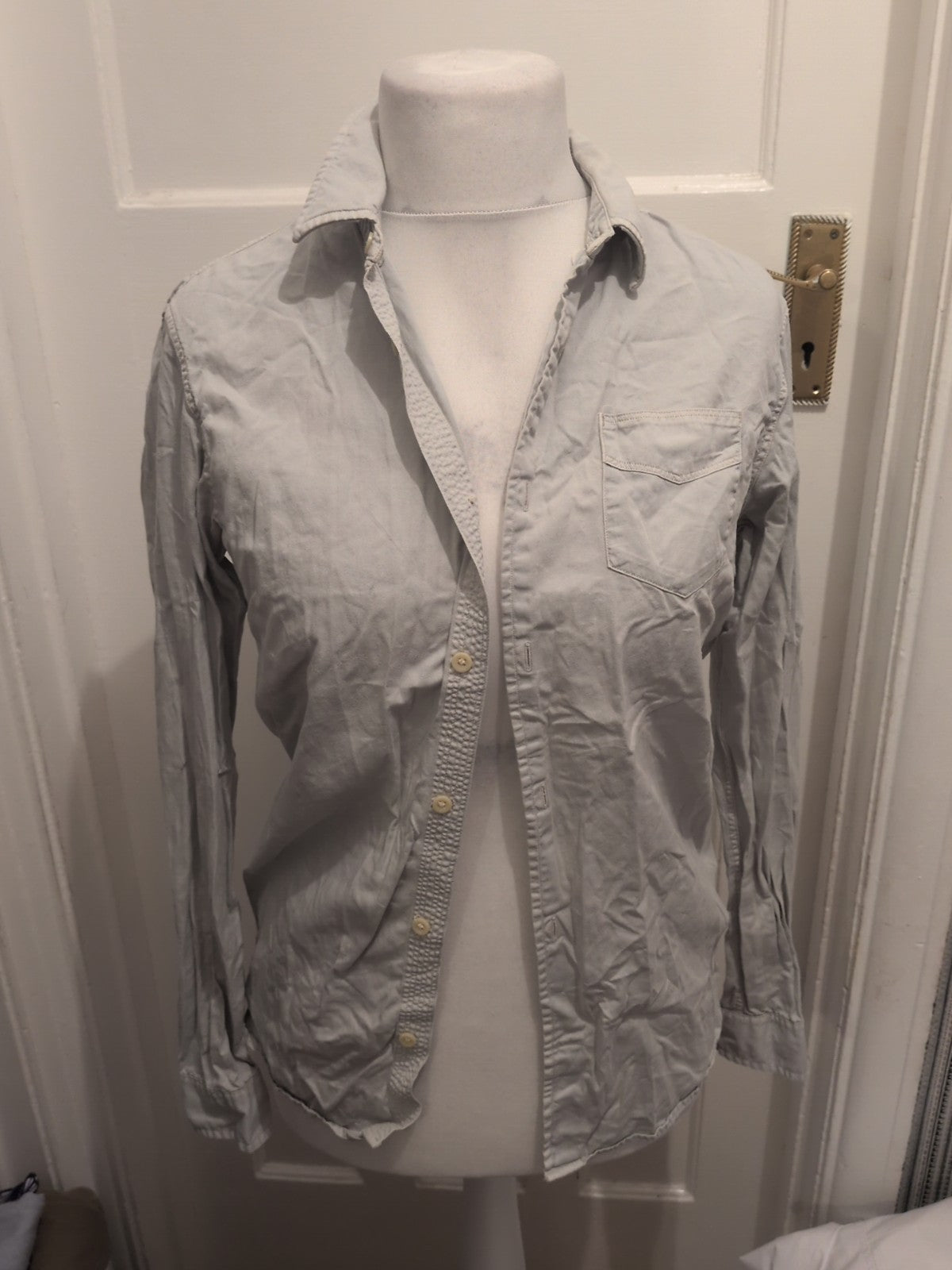 Mens All Saints Size XS Bluey Grey Long Sleeved Shirt