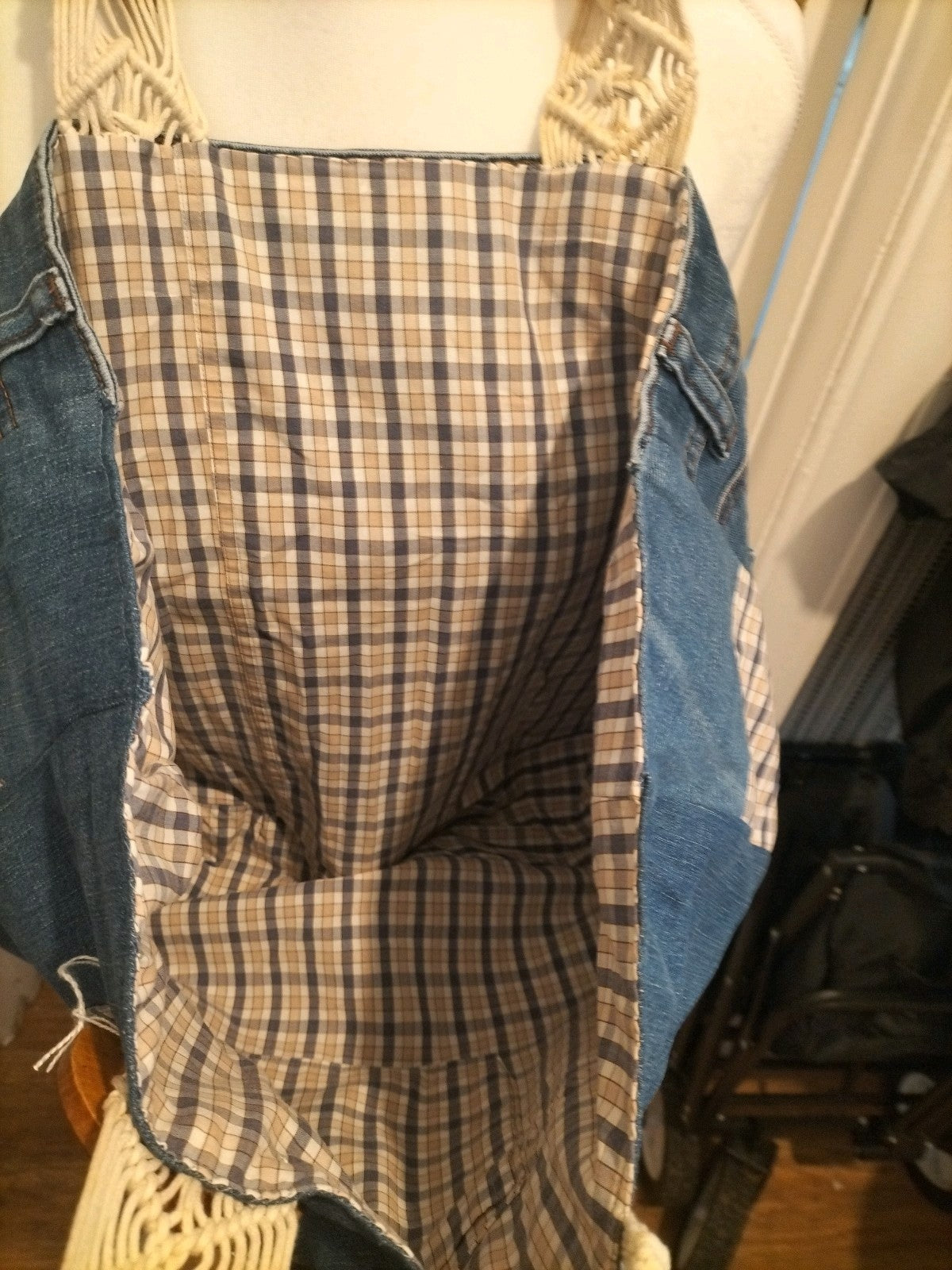 Ladies Denim Wooven Strap Handbag