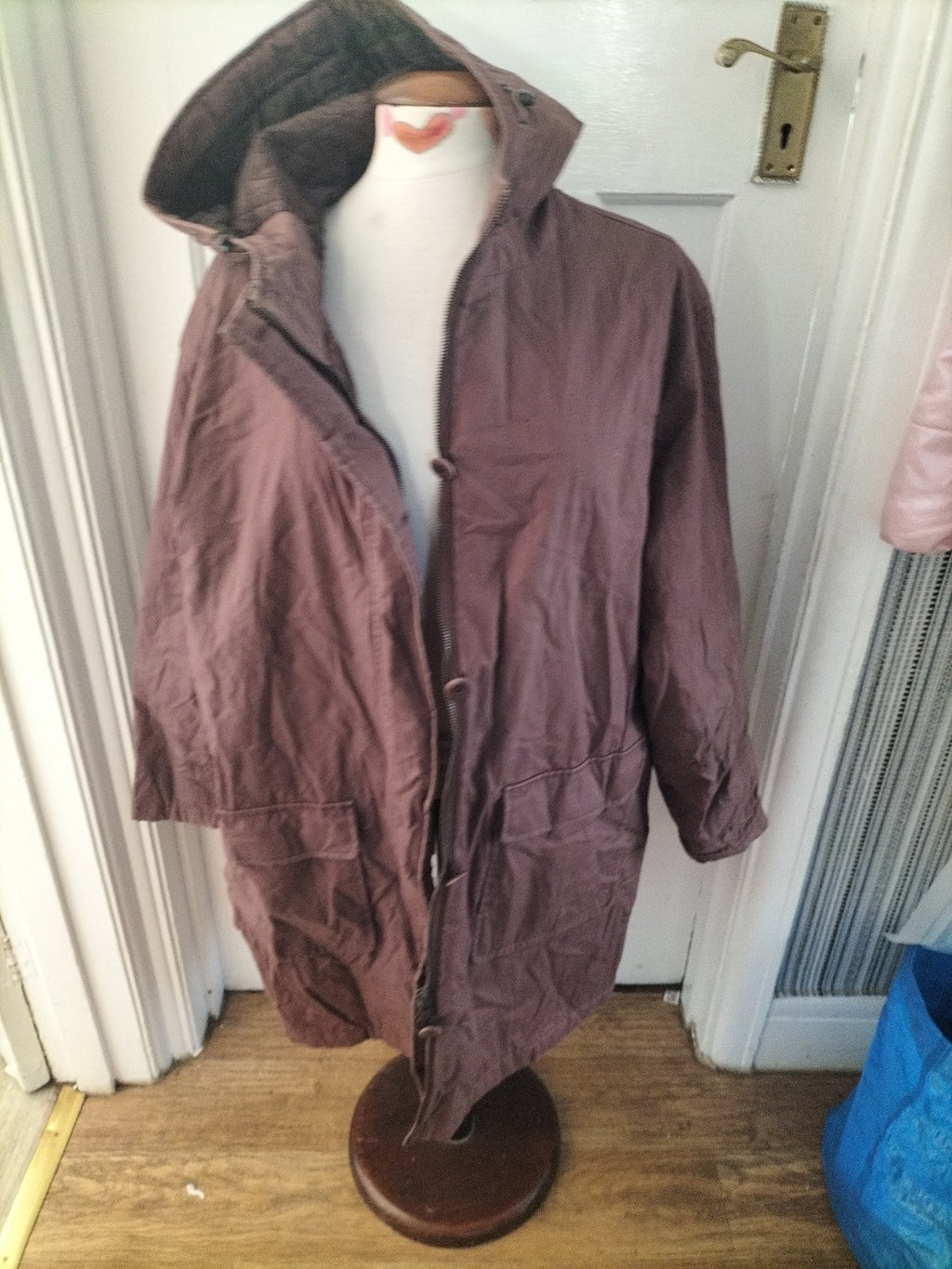 Ladies Dannimac Size XL Brown Lined Hooded Coat
