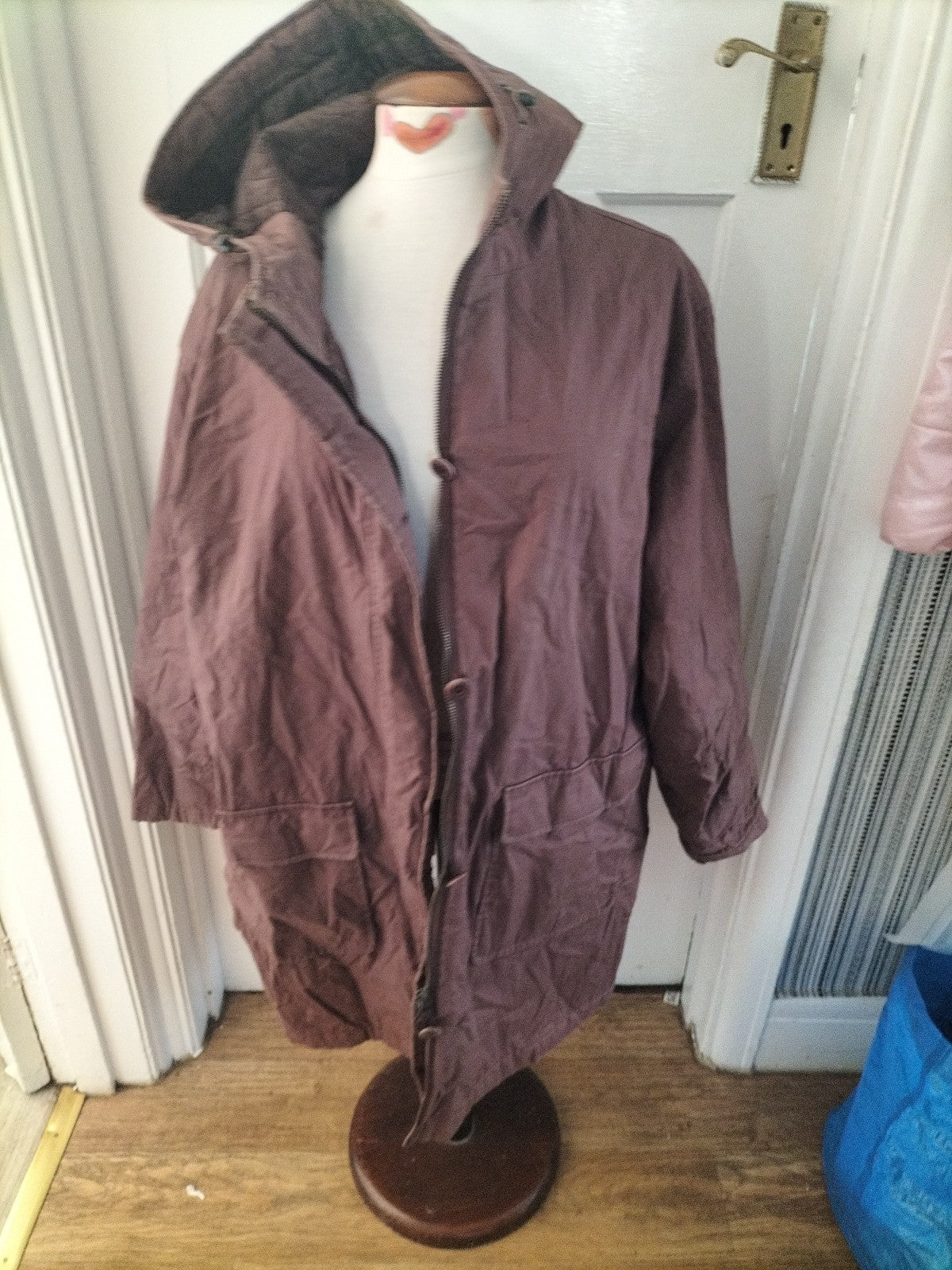 Ladies Dannimac Size XL Brown Lined Hooded Coat