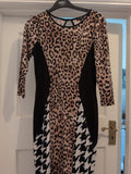 River Island 8 Leopard Print 3/4 Sleeve Long Length Dress
