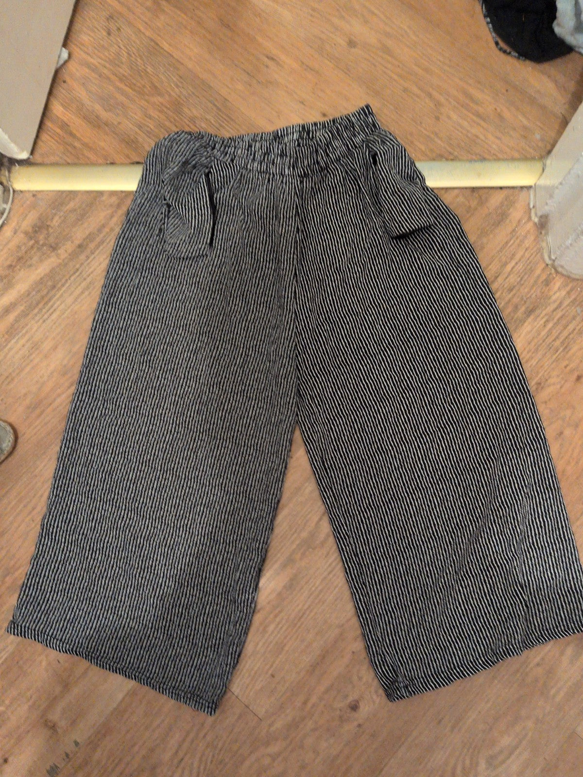 Small Black And White Striped Ultra Lightweight Crop Trousers