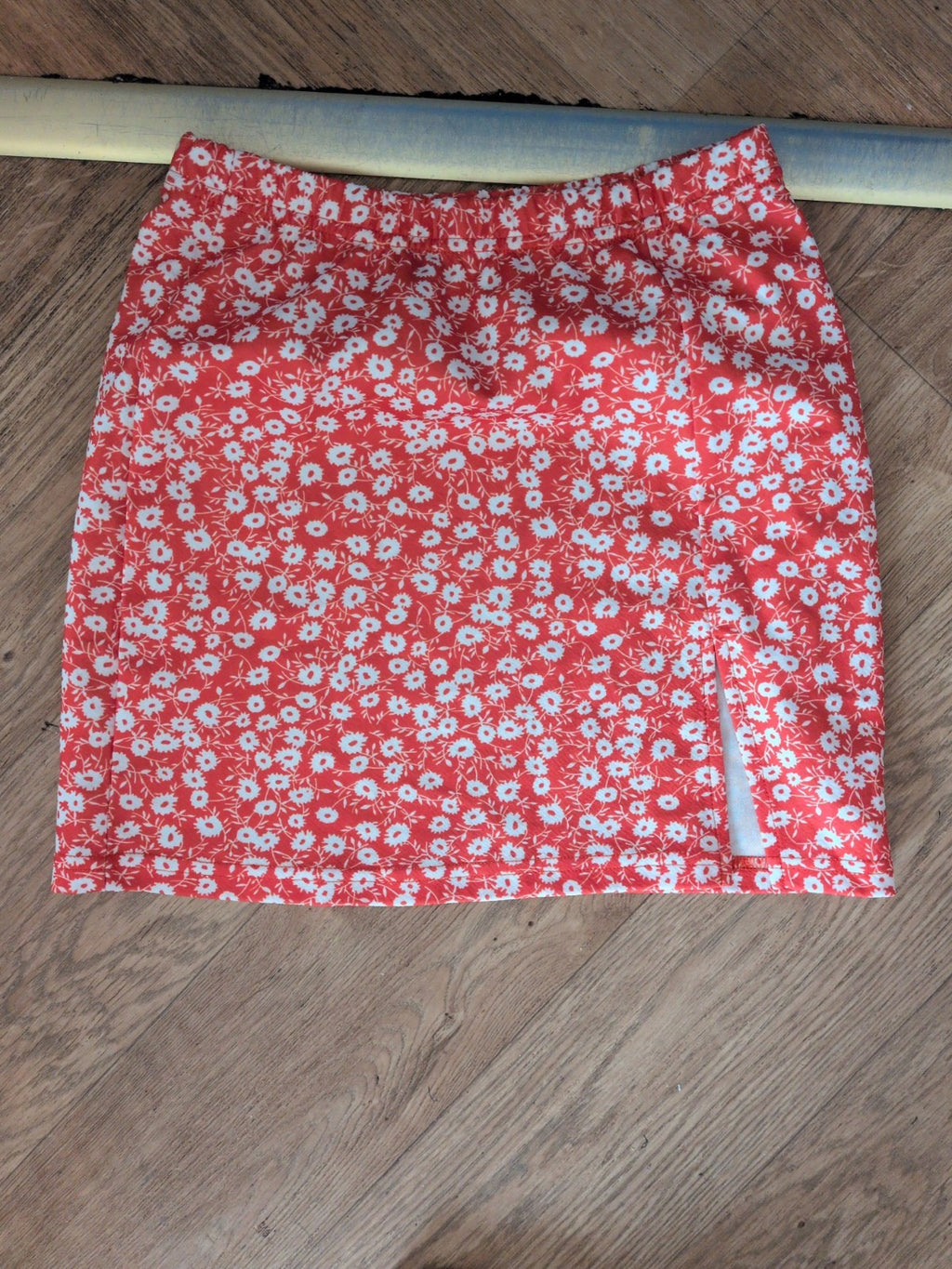 Shein XS Orange Floral Short Skirt Elasticated