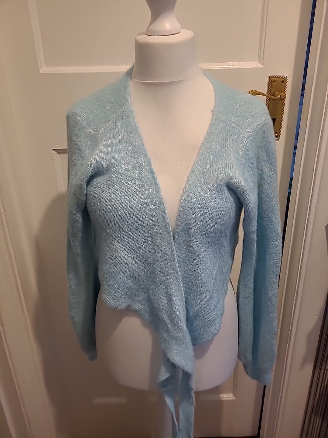 Ladies Topshop Size Medium Aqua Shoulder Cardigan