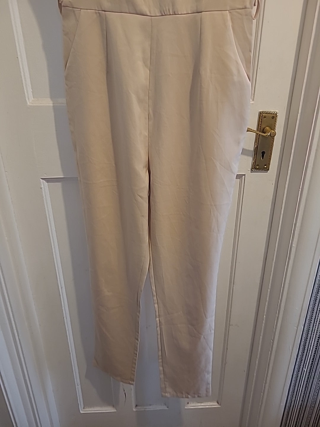 Ladies Vera&Lucy Size Medium Beige Short Sleeved Jumpsuit