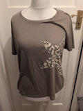 M&S Collection 14 Khaki Green White Pattern Short Sleeve Blouse
