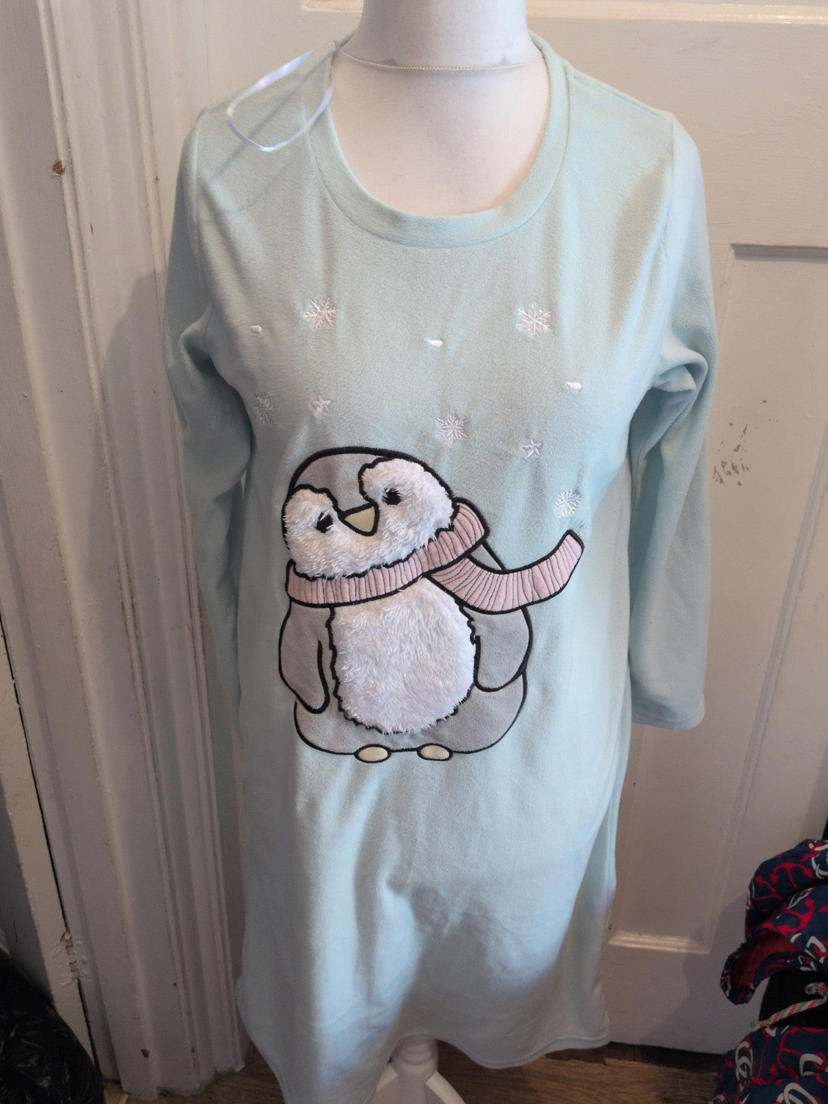 Ladies Bonmarche 12-14 Turquoise Penguin Long Sleeve Pyjama Noghtwear