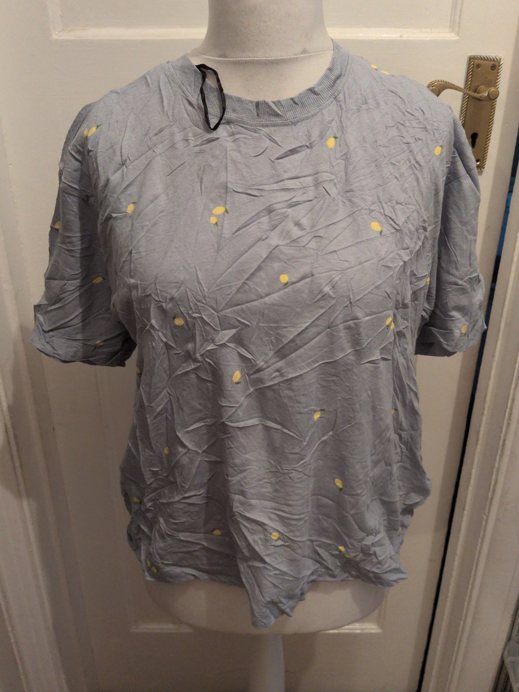 H&M Mama Medium Blue Lemon Printed Short Sleeve T-shirt