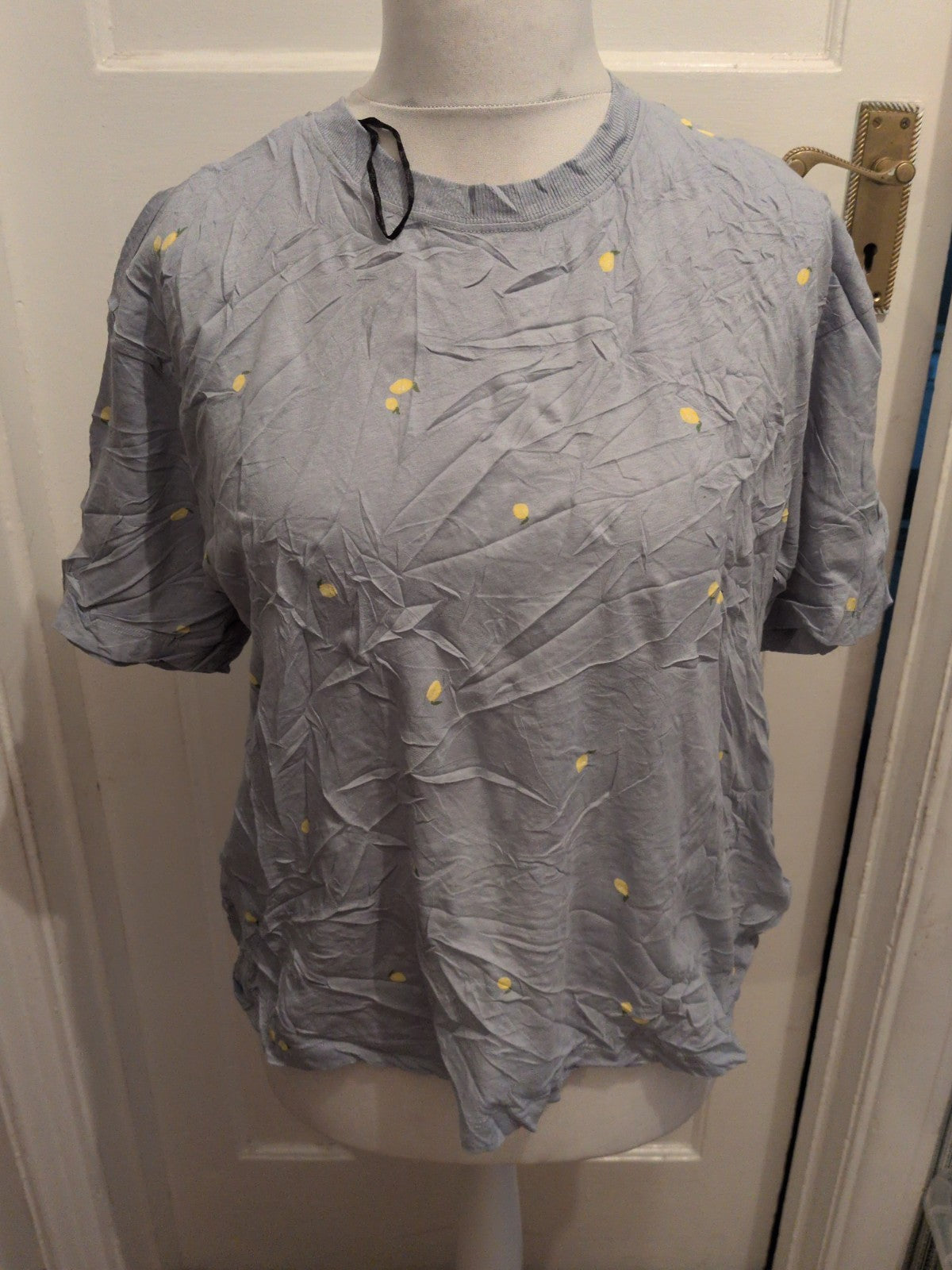 H&M Mama Medium Blue Lemon Printed Short Sleeve T-shirt