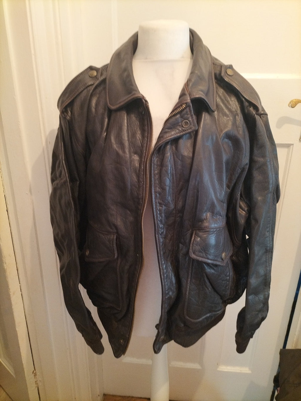 Unisex Dark Brown Faux Leather Jacket Very Heavy