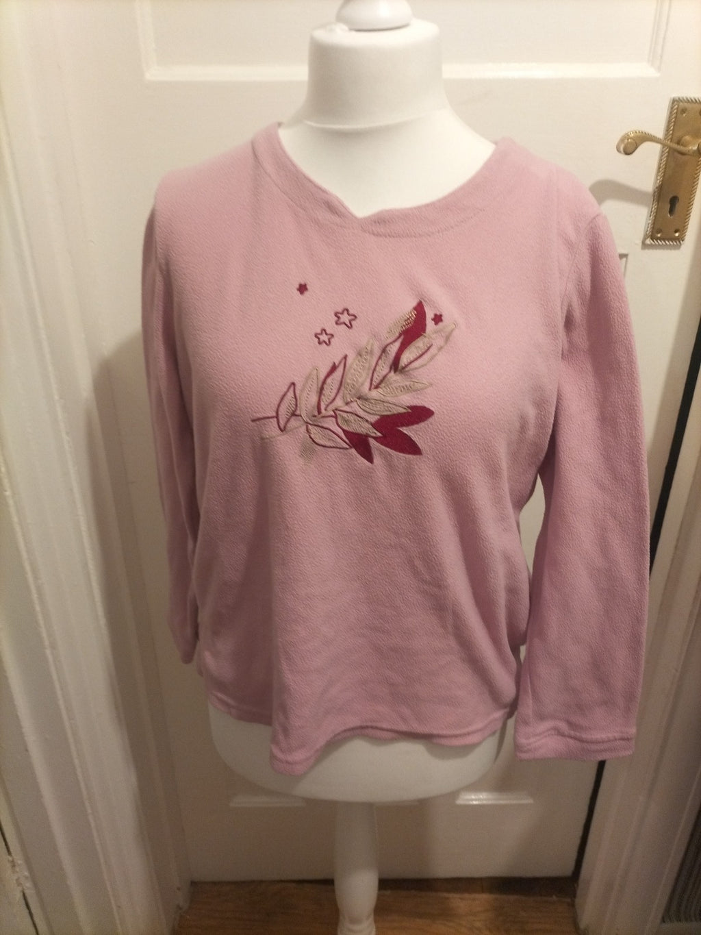 Ladies Damart Size Medium Pink Floral Pyjama Top