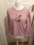 Ladies Damart Size Medium Pink Floral Pyjama Top