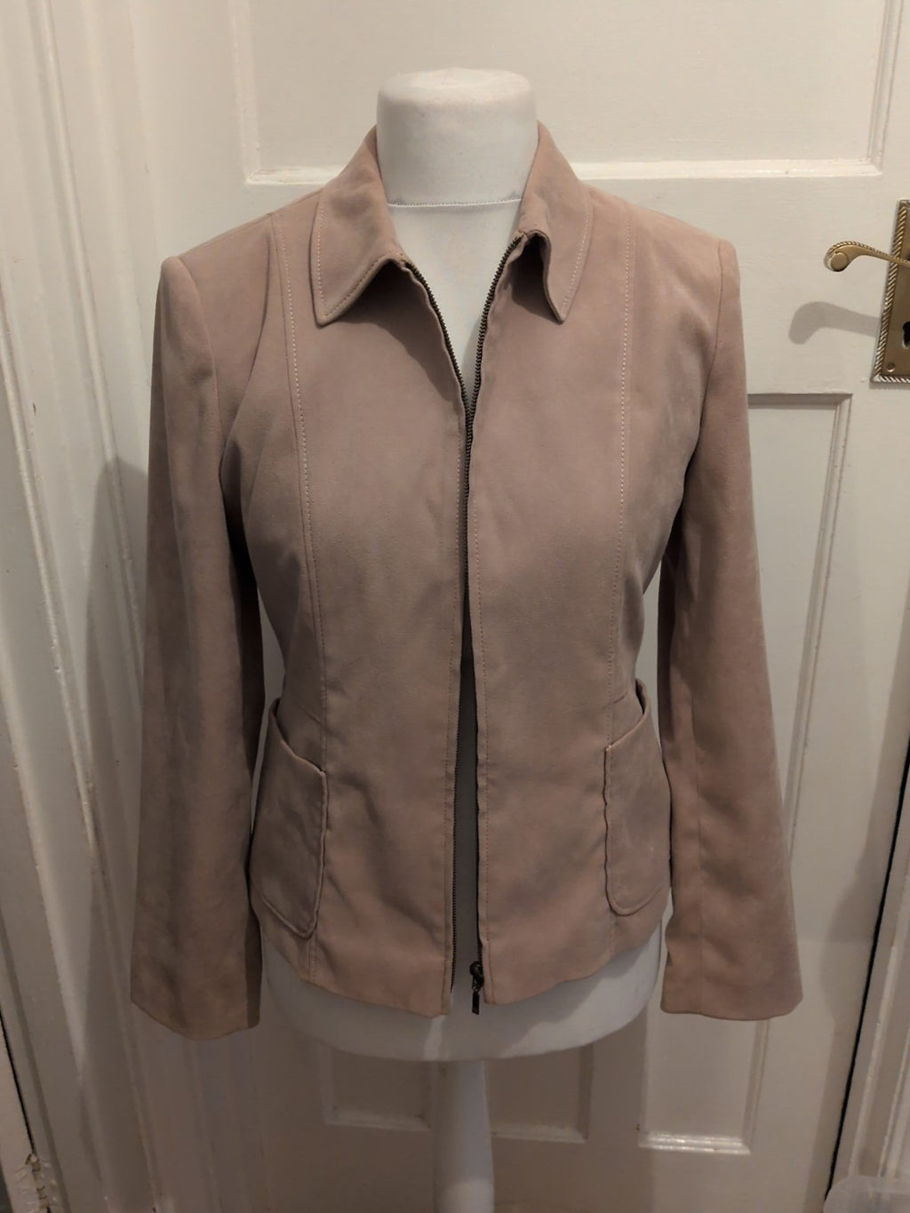 Primark 12 Pale Beige Full Zip Padded Lined Blazer