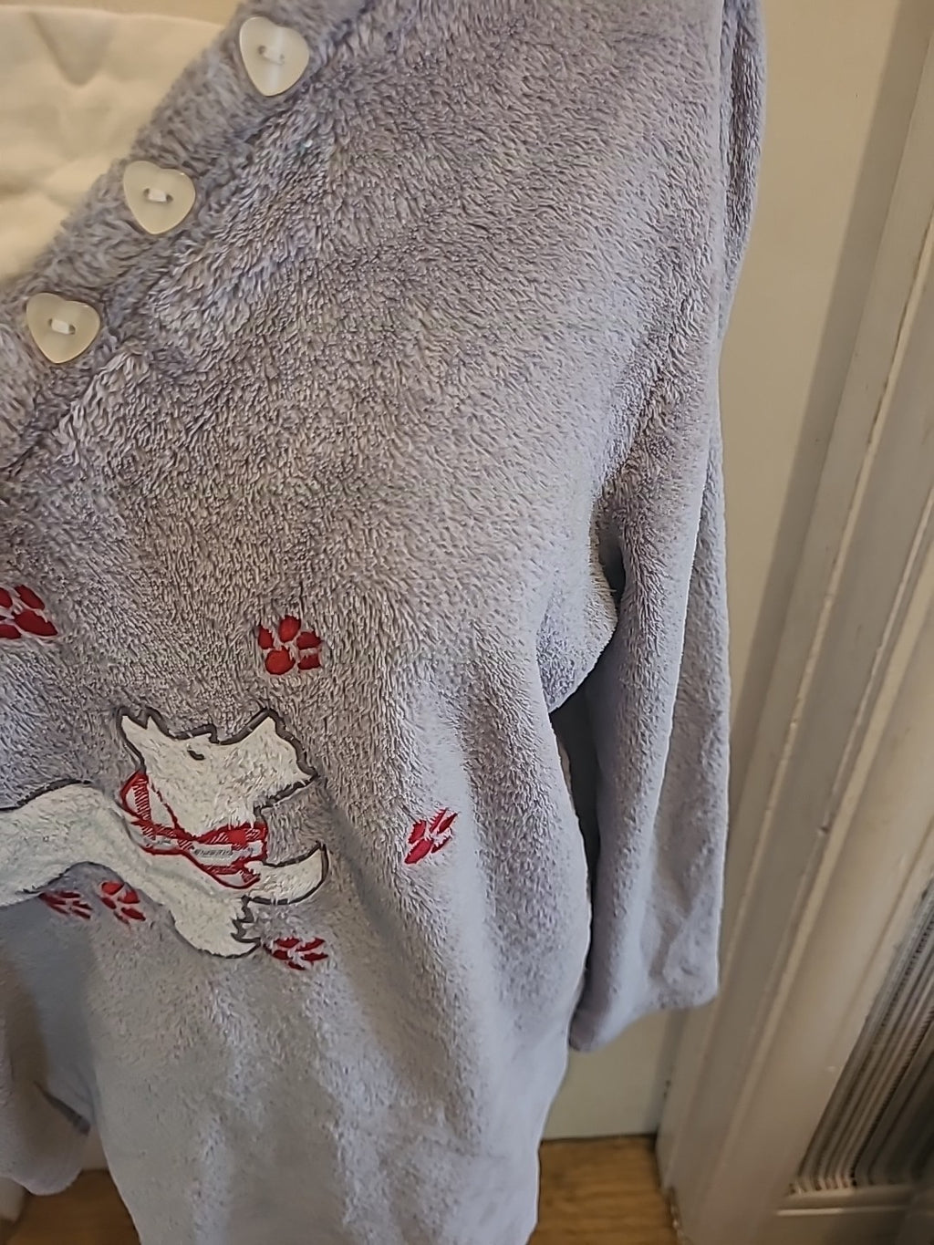 Ladies Damart Size Large Grey Dog Design Pyjama Top