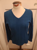 Ladies Damart Size 12-14 Teal Patterned Long Sleeved Blouse