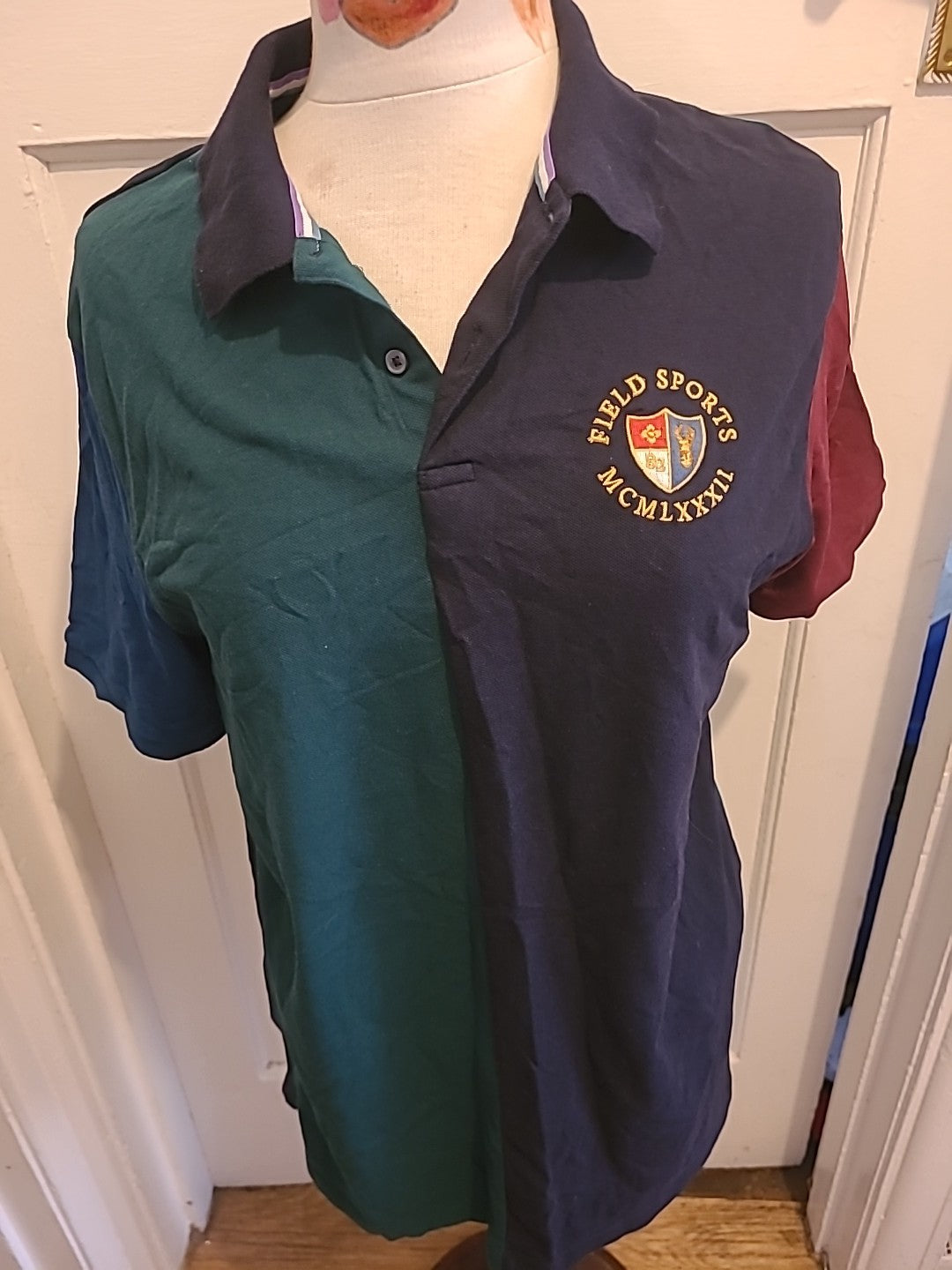 Mens Next Size Large Black/Green Short Sleeved Polo