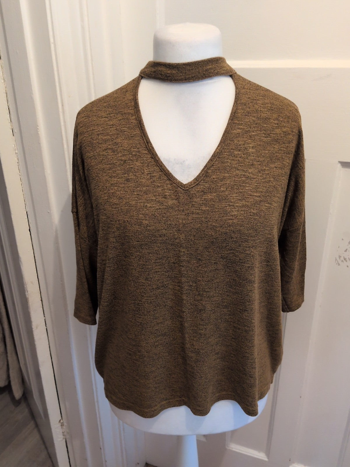 New Look Large Brown Fleck Cowl Neck Jumper