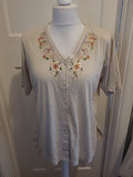 Ladies Fabrizio Size 2 Beige Short Sleeved Buttoned Blouse