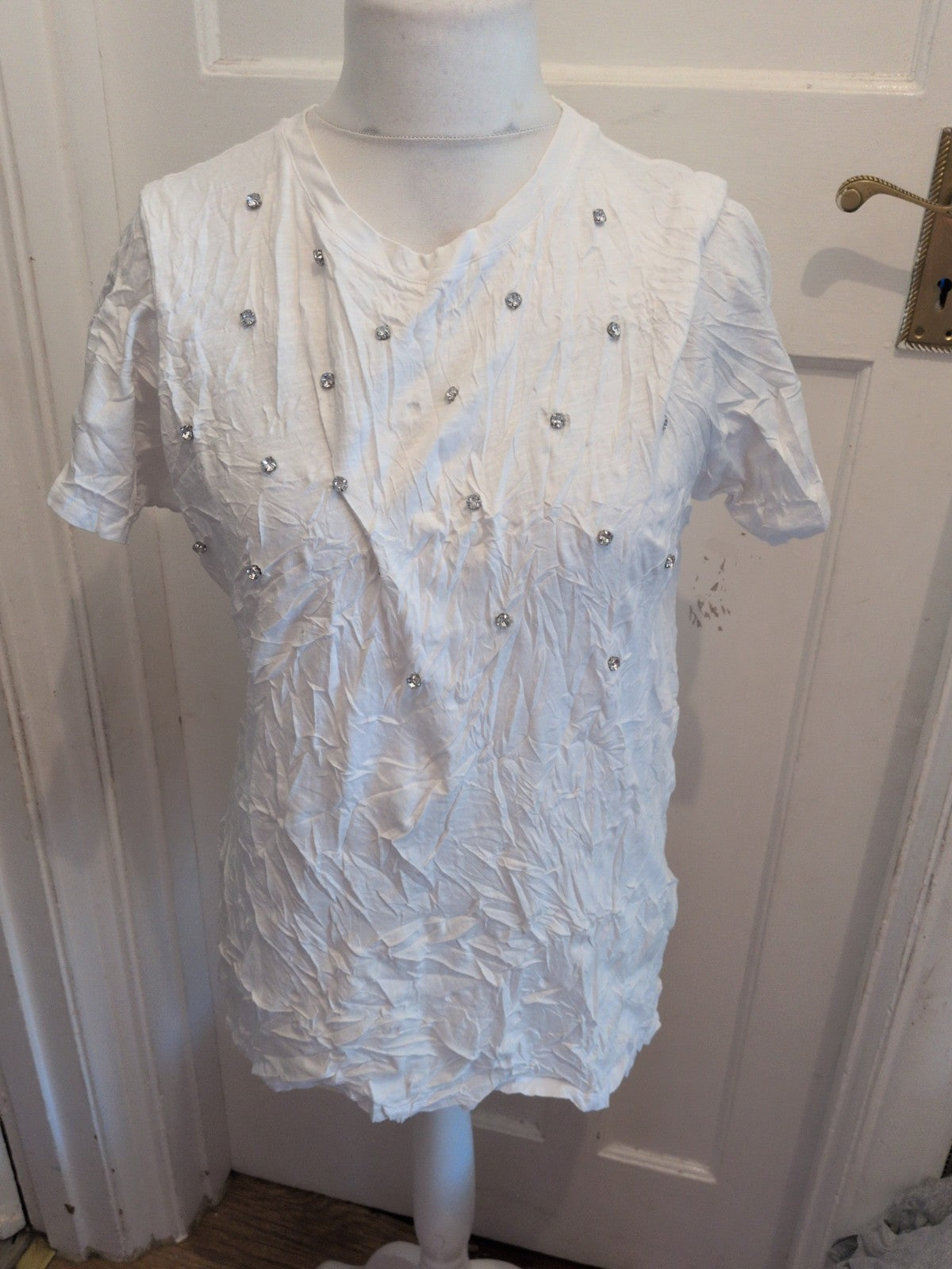 River Island 14 White With Silver Stud T-shirt