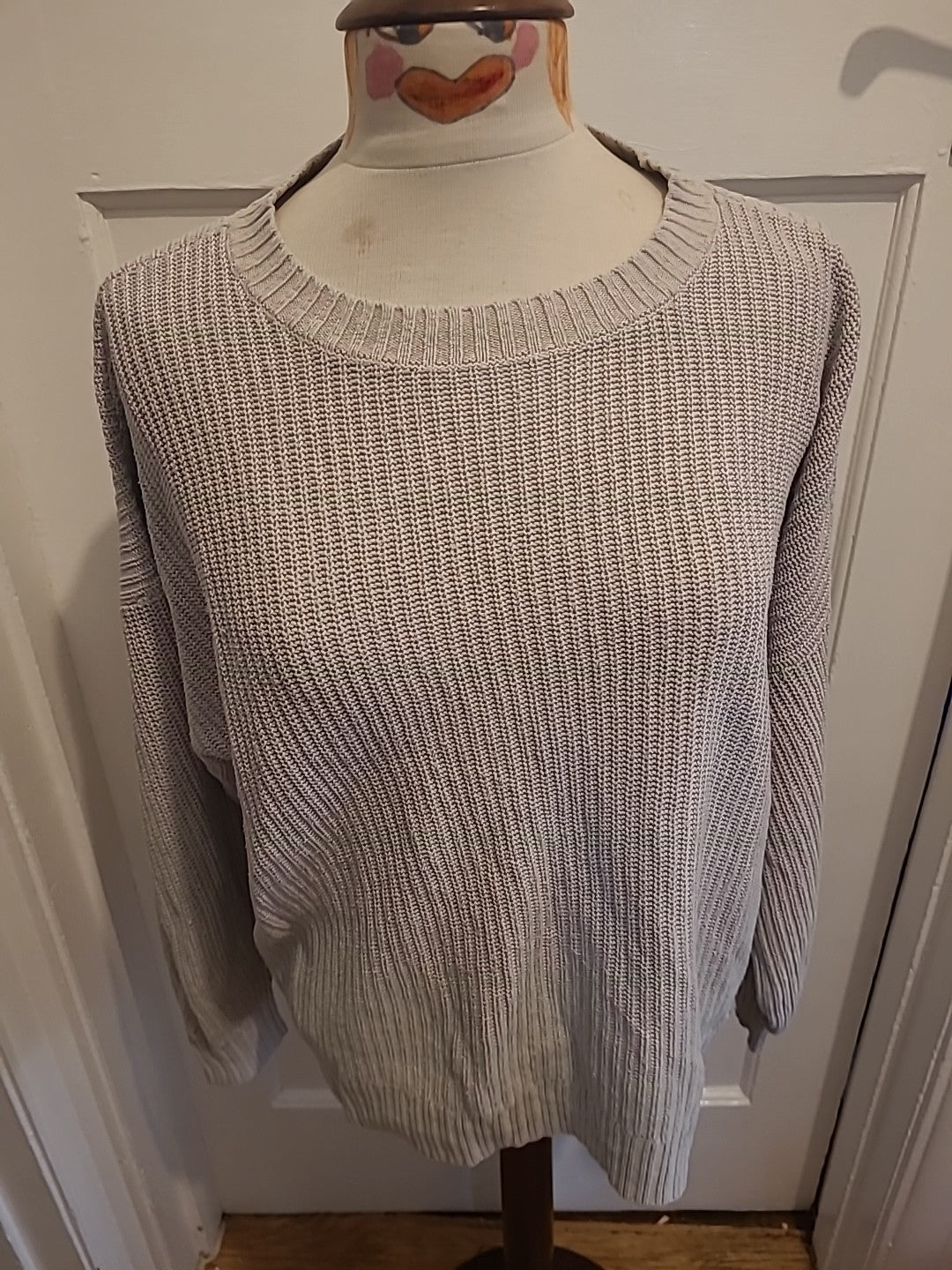 Ladies Size Large Stone Ribbed Pullover Jumper