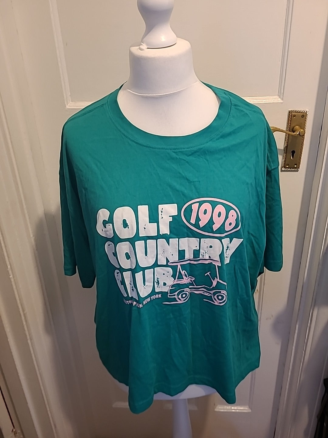Ladies Primark Size XL Green Printed Tshirt "Golf"