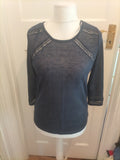 F&F 10 Navy Long Sleeved Pattern On Front Blouse