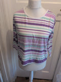 Ladies Size 12 Purple Stripe Long Sleeve T-shirt
