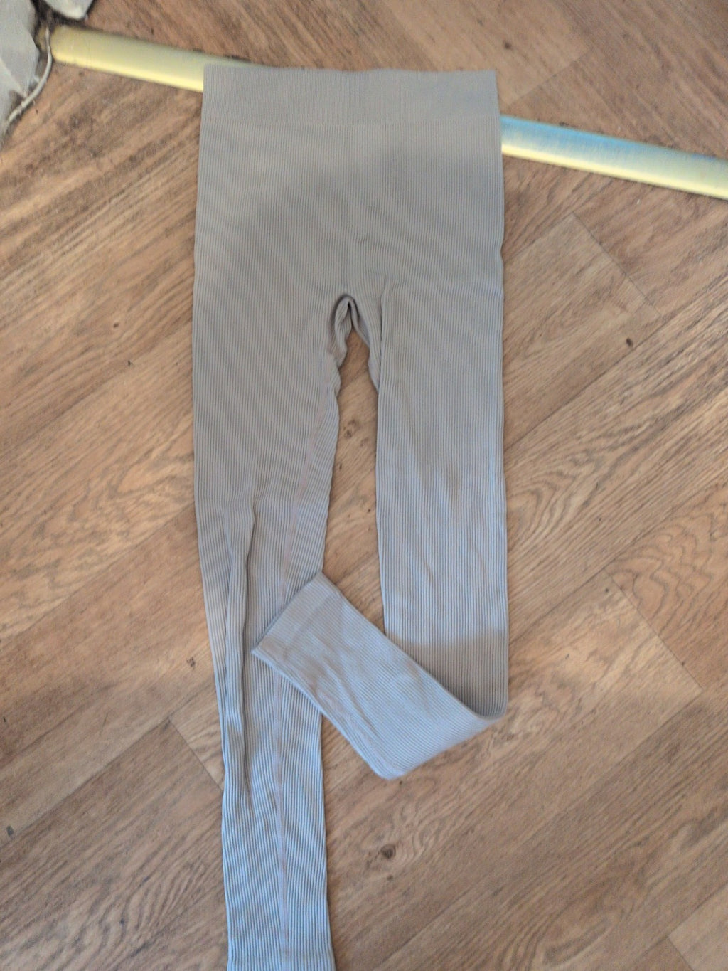 Prettylittlething Small Beige Ribbed Leggings