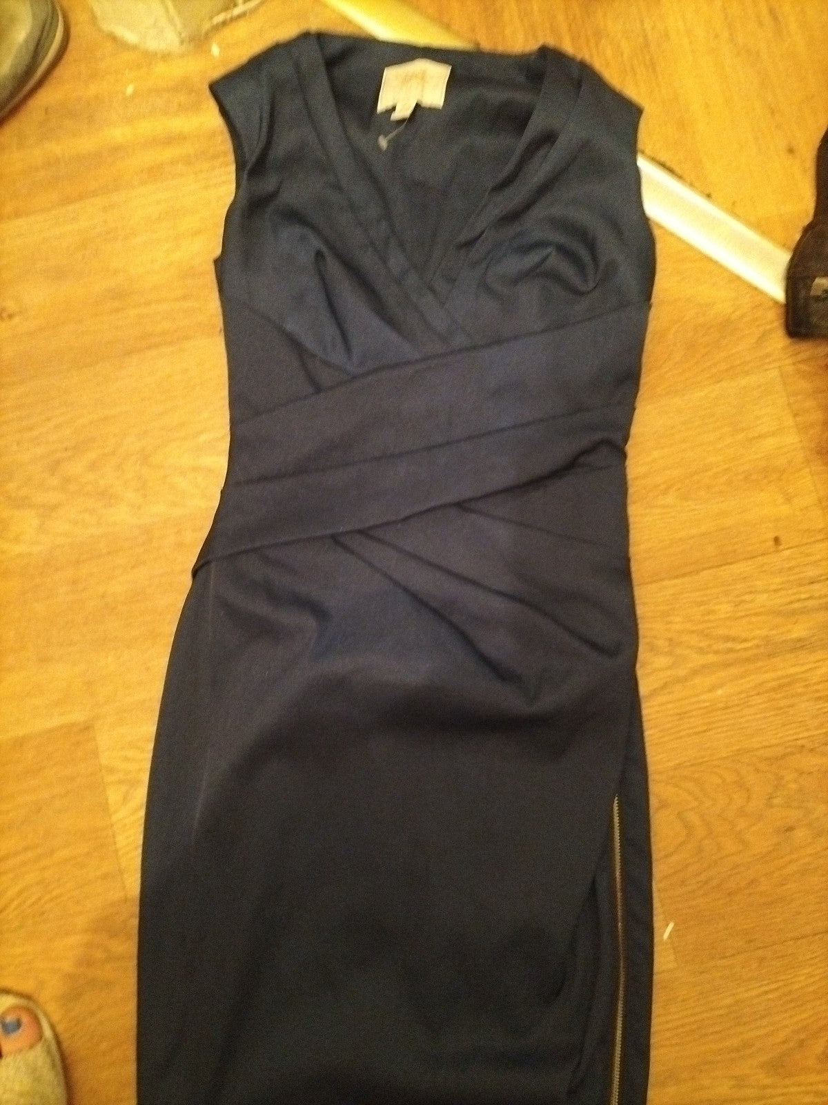 Ladies Lipsy Size 8 VIP Navy V Neck Sleeveless Dress