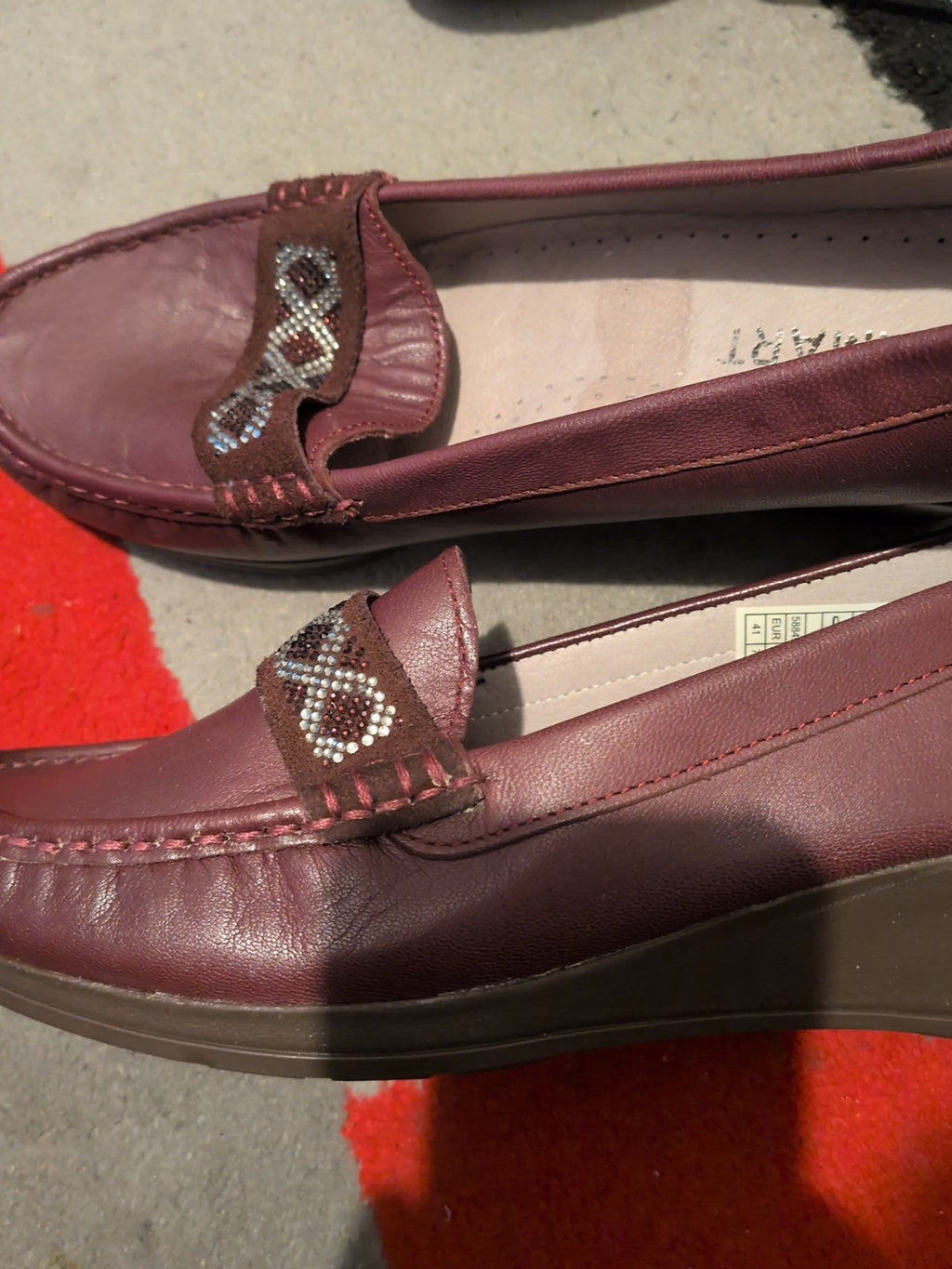 Ladies Damart Size UK 7 Purple With Diamante Close Toe Shoes