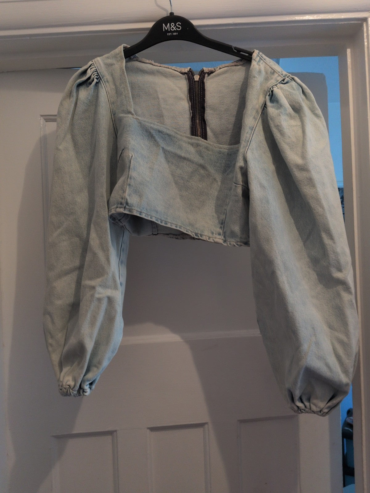 Nasty Gal Small Denim Zip Back Top