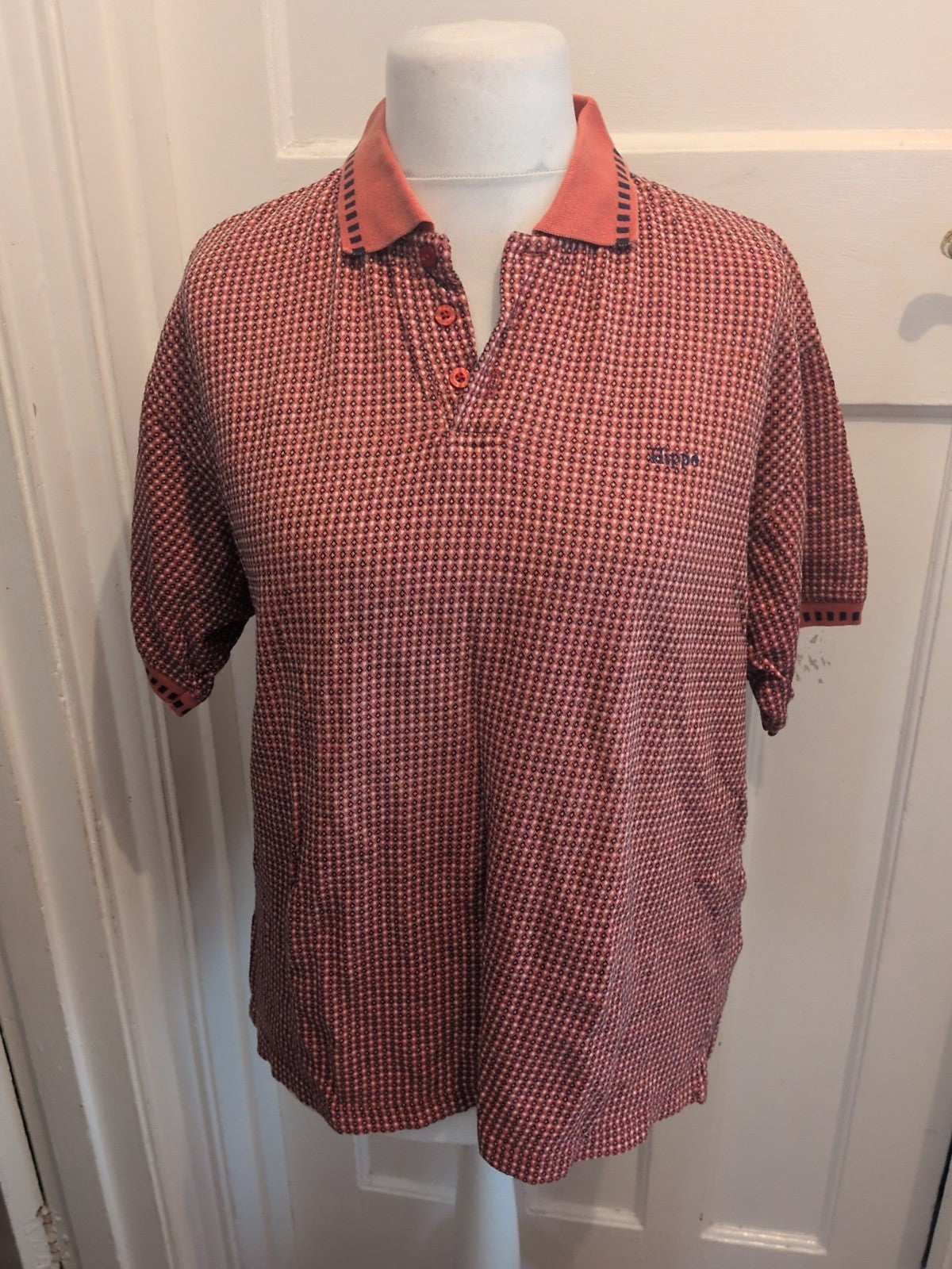 Hippo Medium Orange And Black Short Sleeve Polo
