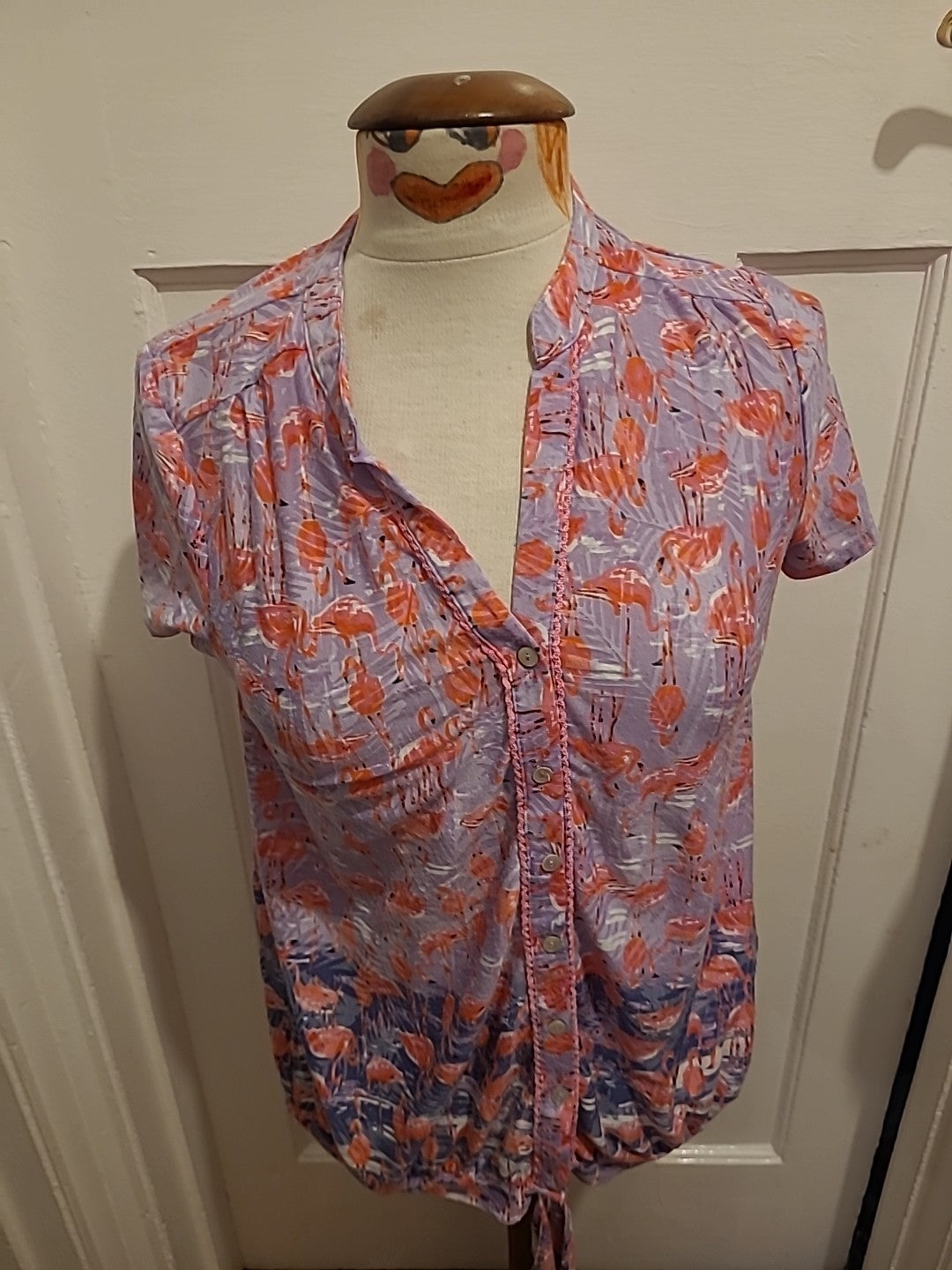 Ladies Marks and Spencer Size 10 Blue Mix Sleeveless Blouse