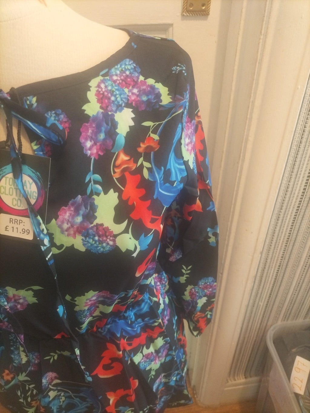 Brand New Ladies TorbayClothingCo A-Line Black Floral Long Sleeved Dress