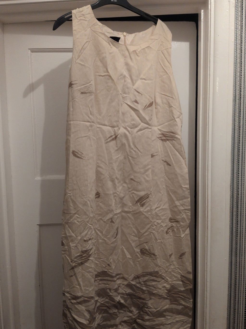 Alexon 18 Brown And Beige Lined Sleeveless Long Length Dress
