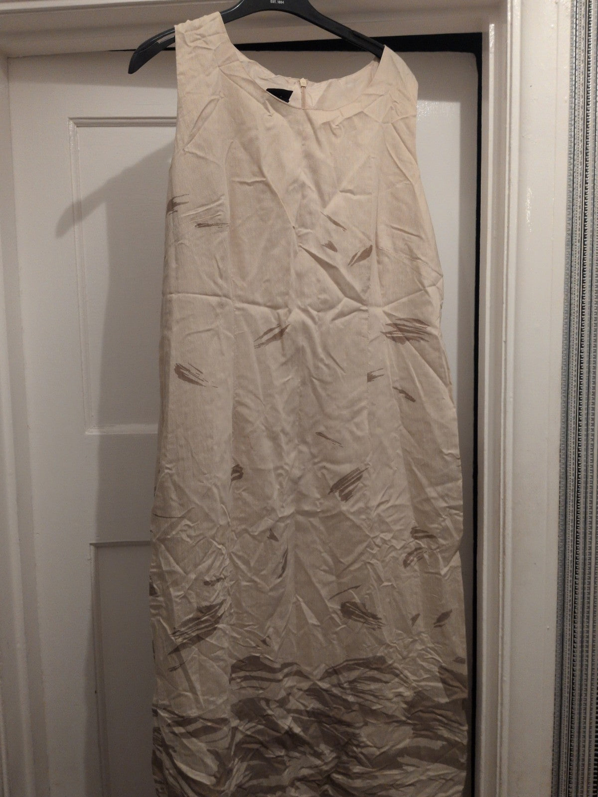 Alexon 18 Brown And Beige Lined Sleeveless Long Length Dress