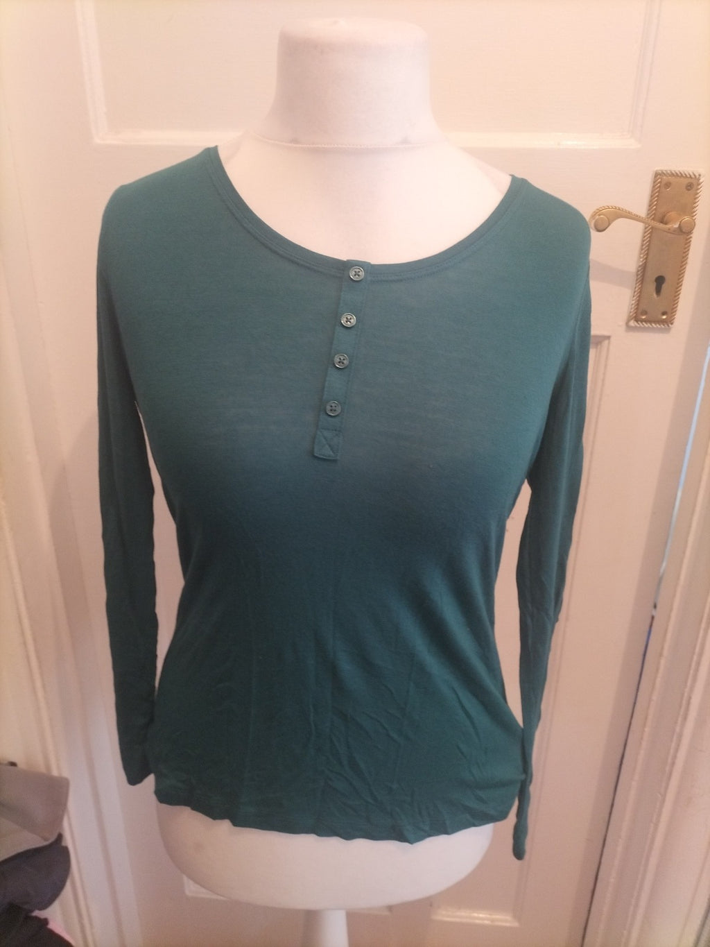 Ladies Esmara Size 14-16 Green Teal Long Sleeved Blouse