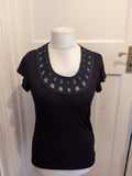 Per Una 14 Black Round Neck Short Sleeve Blouse