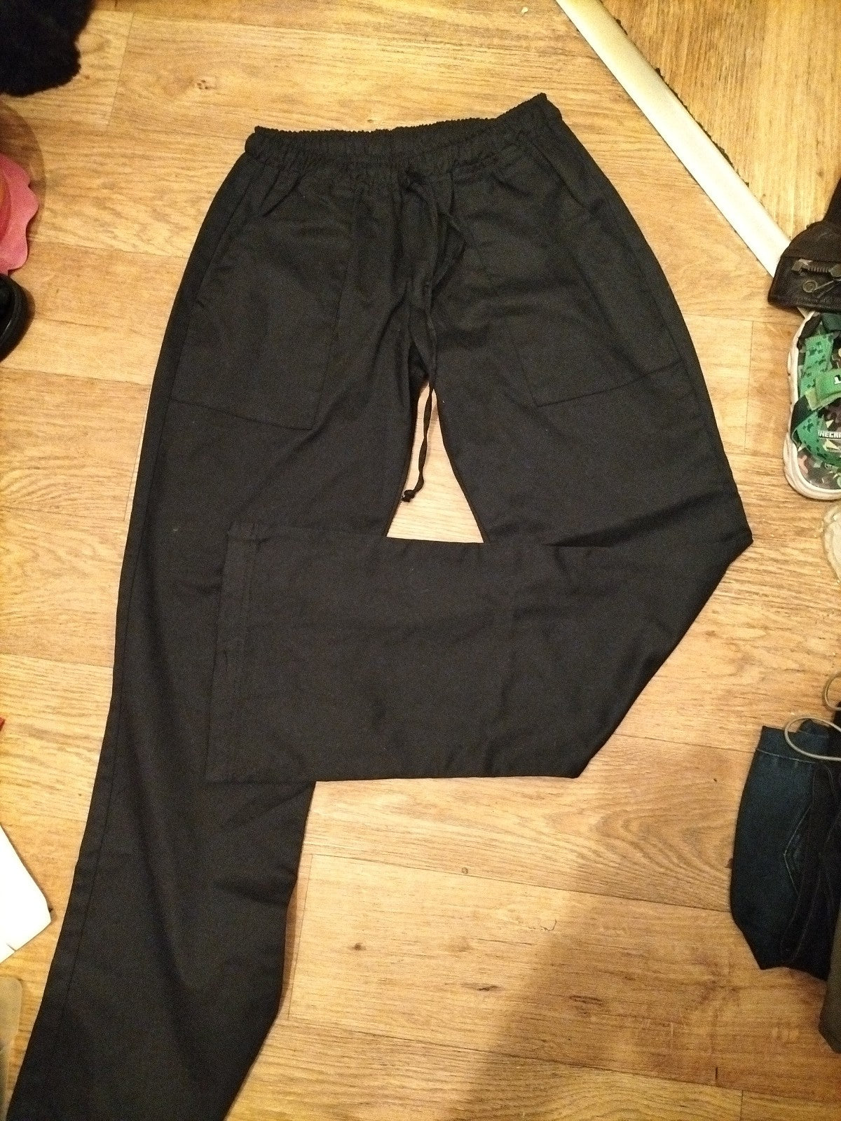 Ladies Chef Works Size Small (30/32) Black Elasticated Trousers Cooking