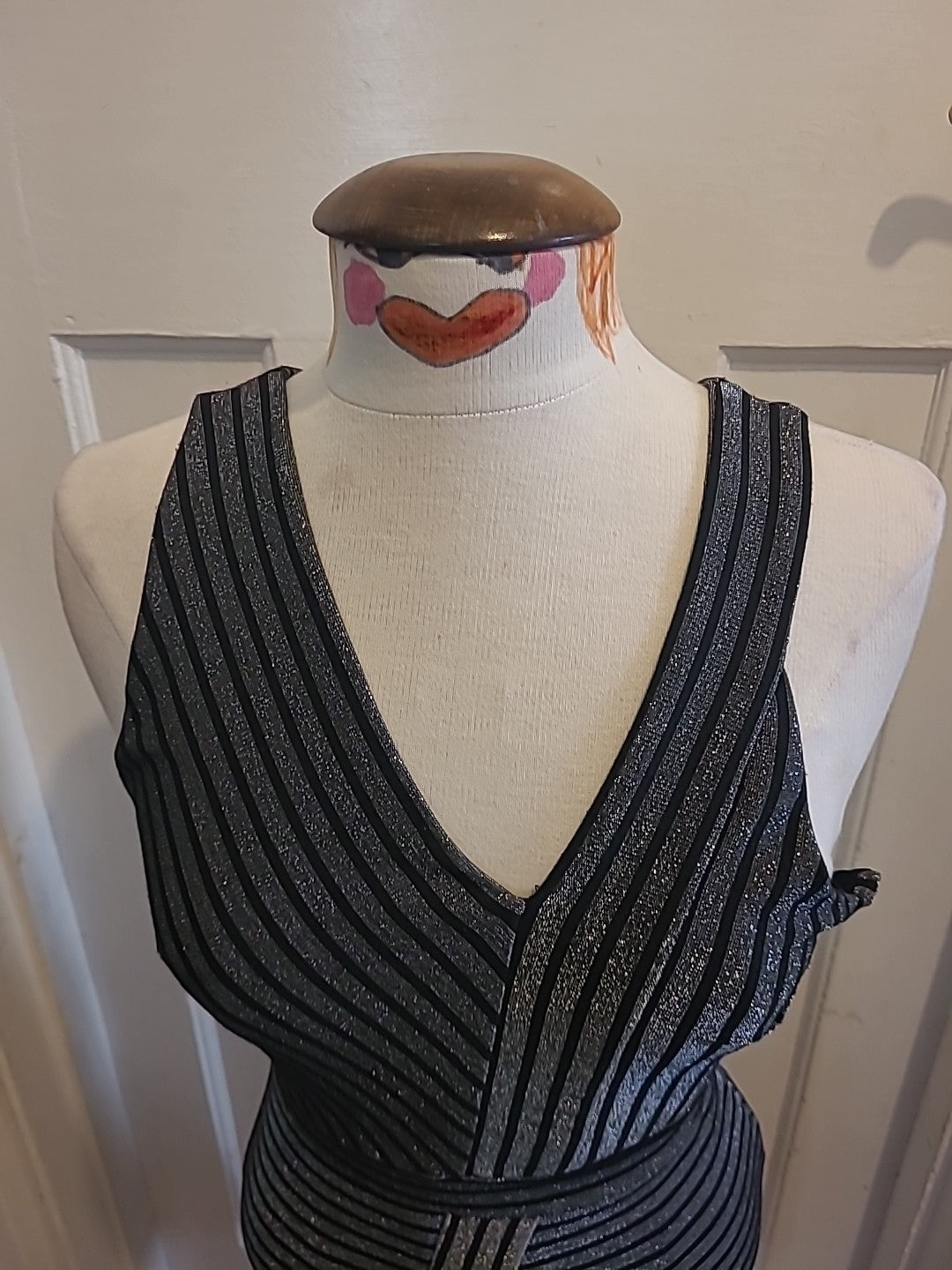 Ladies Miss Selfridge Size 10 Silver Split Hem Sleeveless Dress