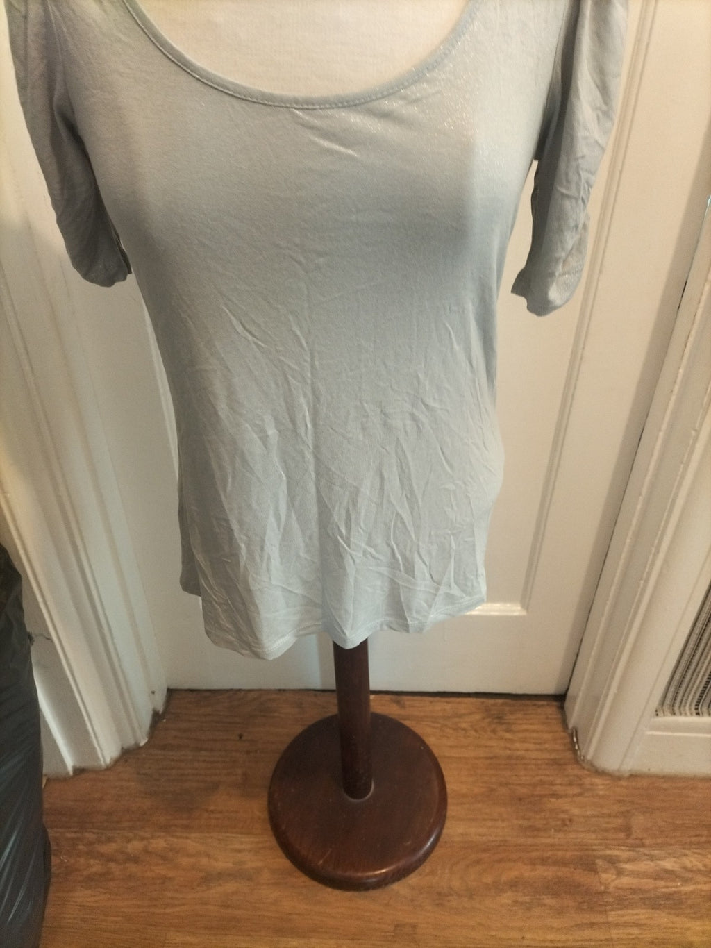Ladies Marks And Spencer Size 12 Silver Shimmer Short Sleeved Tshirt
