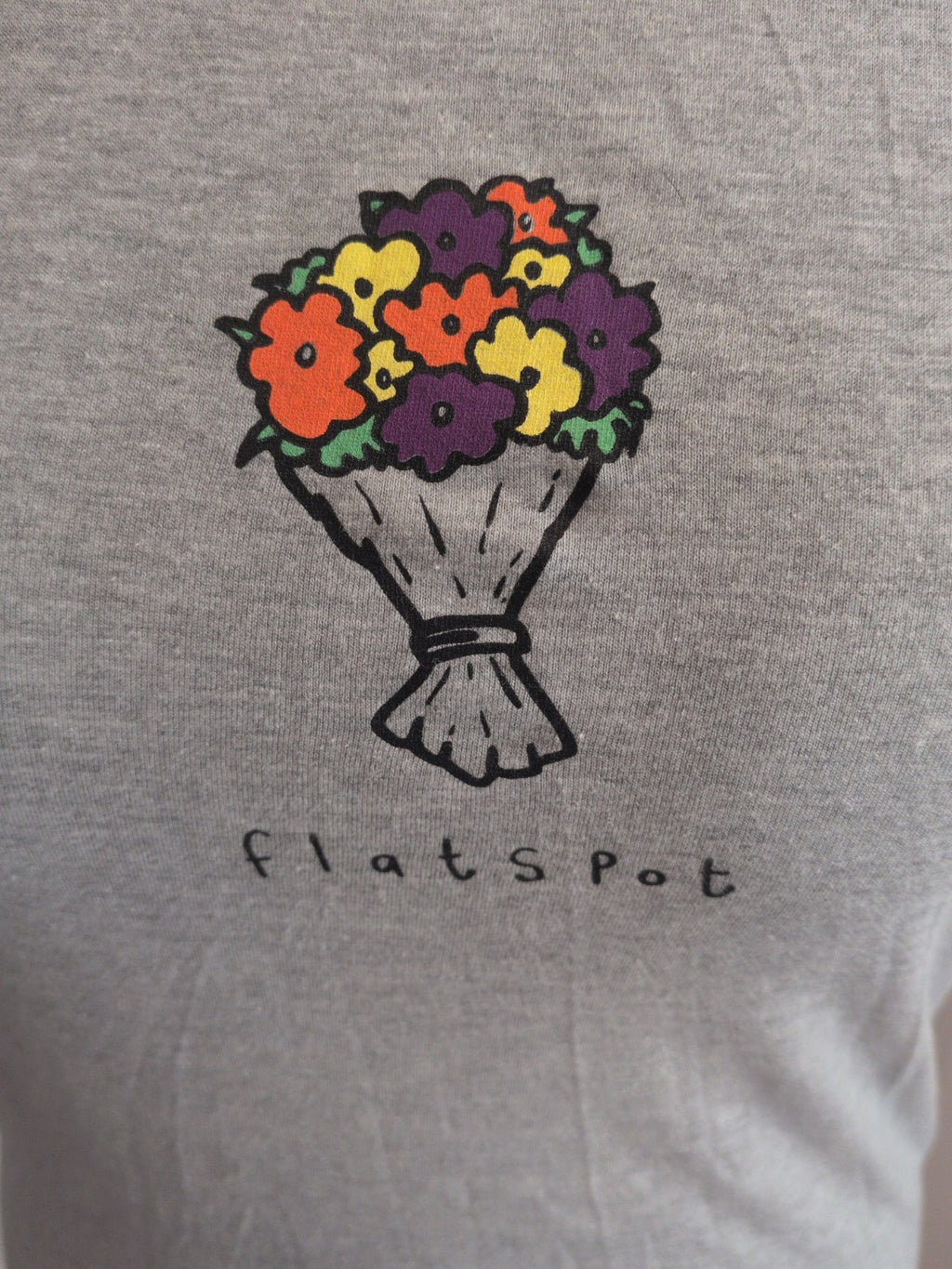 American Apparel Small Grey With Flower Short Sleeve T-shirt